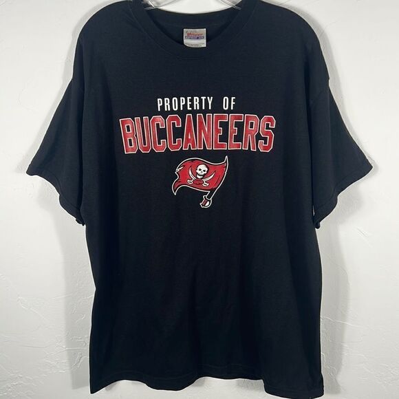 🔥🏈 True Vintage TAMPA BAY BUCCANEERS Football Black NFL T-Shirt - XL - PERFECT - Picture 1 of 4